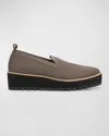 Eileen Fisher Ergos Stretch Canvas Wedge Loafers In Rye