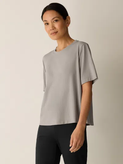 Eileen Fisher Extra-fine Ponte Crew Neck Tee In Twine