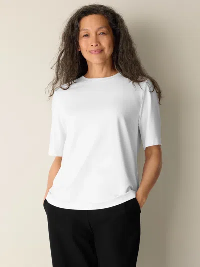 Eileen Fisher Extra-fine Ponte Crew Neck Tee In White