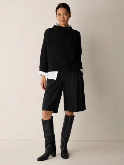 Eileen Fisher Pleated High Waist Wide Leg Shorts In Multi