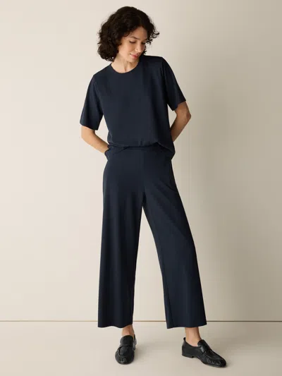 Eileen Fisher Extra-fine Ponte Wide-leg Pant In Maritime