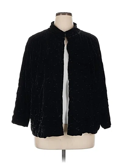 Pre-owned Eileen Fisher Faux Fur Jacket In Black