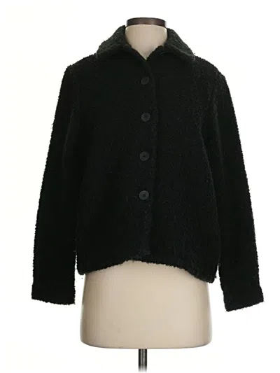Pre-owned Eileen Fisher Faux Fur Jacket In Black