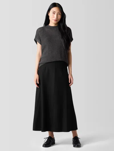 Eileen Fisher Felted Wool Jersey A-line Skirt In Regenerative Wool In Black