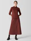 Eileen Fisher Felted Wool Jersey A-line Skirt In Regenerative Wool In Burgundy