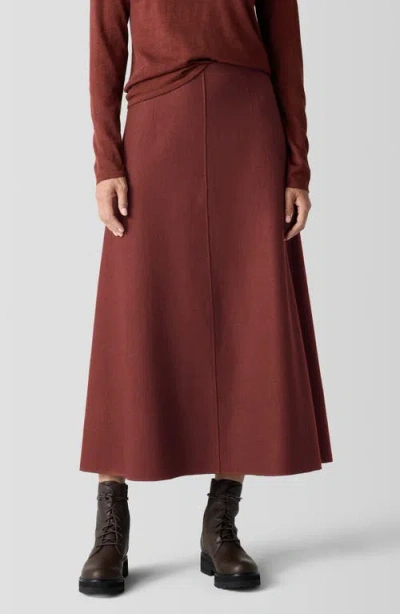 Eileen Fisher Felted Wool Jersey A-line Skirt In Redwood