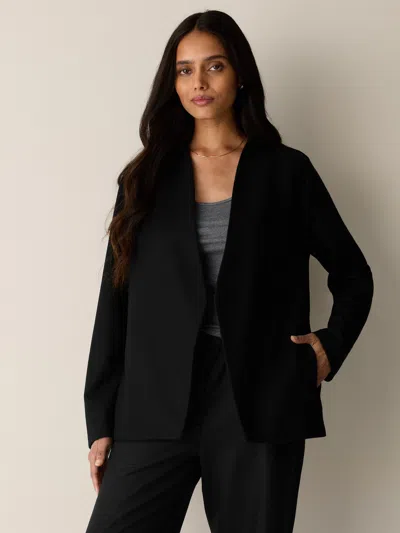 Eileen Fisher Felted Wool Jersey Angled Jacket In Regenerative Wool In Black