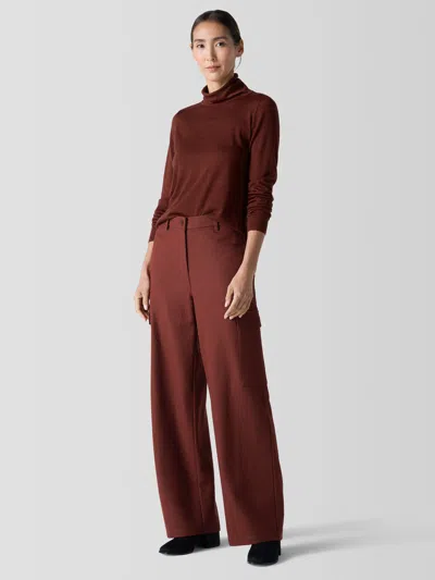 Eileen Fisher Felted Wool Jersey Cargo Pant In Regenerative Wool In Brown