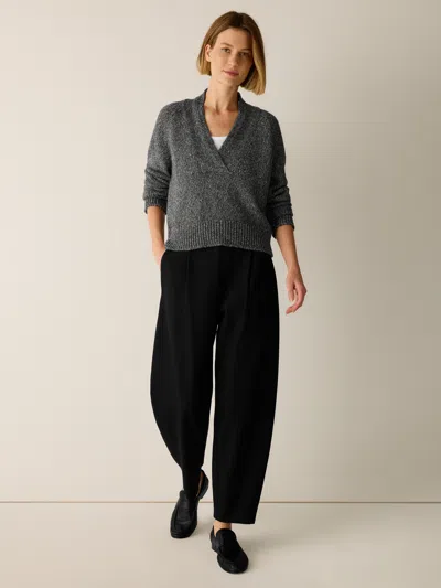 Eileen Fisher Felted Wool Jersey Lantern Pant In Regenerative Wool In Black