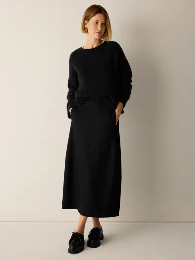 Eileen Fisher Felted Wool Jersey Lantern Skirt In Regenerative Wool In Black