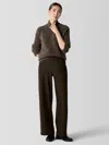 Eileen Fisher Felted Wool Jersey Wide-leg Long Pant In Regenerative Wool In Brown