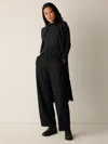 Eileen Fisher Felted Wool Jersey Wide-leg Trouser In Black