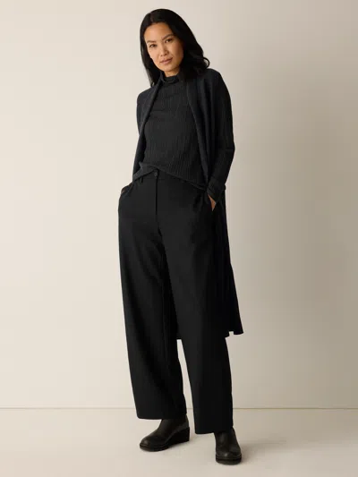 Eileen Fisher Felted Wool Jersey Wide-leg Trouser In Black