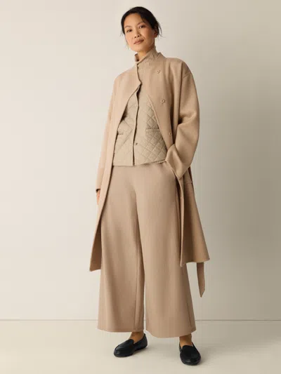 Eileen Fisher Felted Wool Jersey Wide-leg Pant In Biscuit