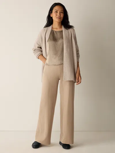 Eileen Fisher Felted Wool Jersey Wide-leg Pant In Regenerative Wool In Biscuit