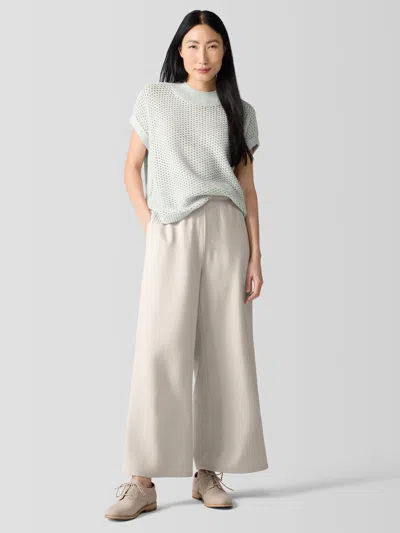 Eileen Fisher Felted Wool Jersey Wide-leg Pant In Regenerative Wool In Chalk
