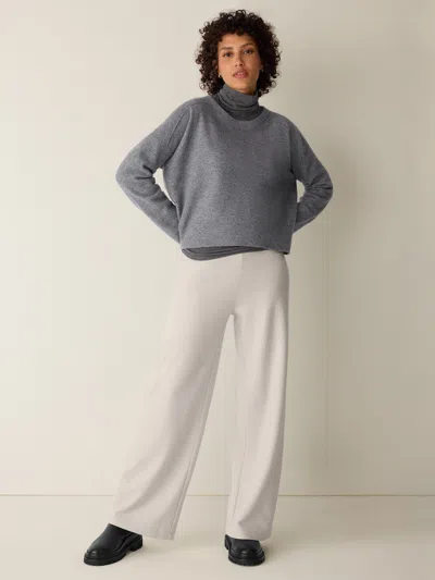Eileen Fisher Felted Wool Jersey Wide-leg Pant In Regenerative Wool In Chalk