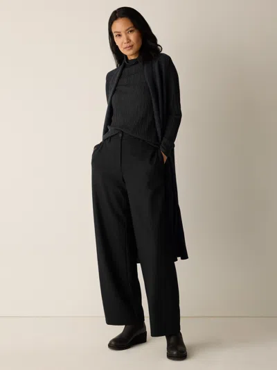 Eileen Fisher Felted Wool Jersey Wide-leg Trouser In Black
