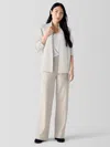 Eileen Fisher Felted Wool Jersey Wide-leg Long Pant In Regenerative Wool In Gray