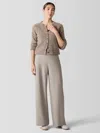 Eileen Fisher Felted Wool Jersey Wide-leg Long Pant In Regenerative Wool In Gray
