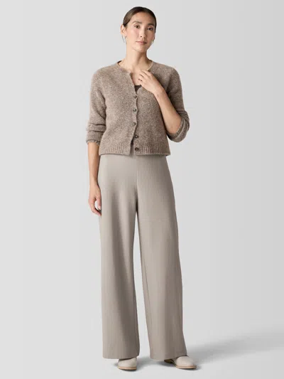 Eileen Fisher Felted Wool Jersey Wide-leg Long Pant In Regenerative Wool In Gray
