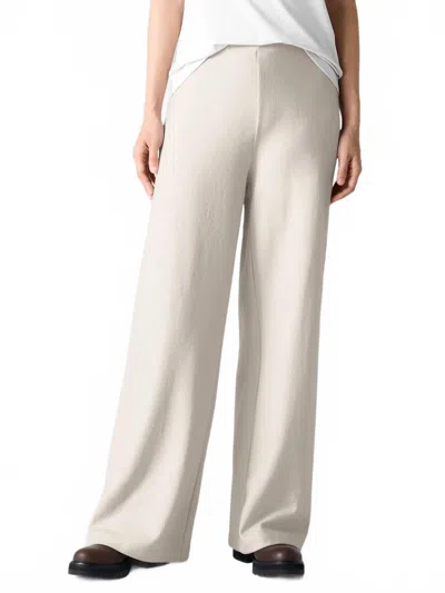 Eileen Fisher Felted Wool Wide Leg Pant In Chalk