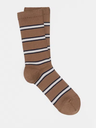 Eileen Fisher Fine Cotton Striped Sock In Multi