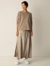 Eileen Fisher Fine Felted Wool Crew Neck Short Top In Regenerative Wool In Brown
