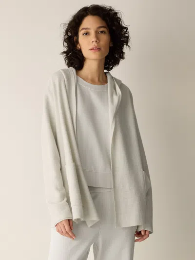 Eileen Fisher Fine Felted Wool Hooded Cardigan In Regenerative Wool In Plaster
