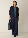 Eileen Fisher Fine Felted Wool Notch Collar Cardigan In Regenerative Wool In Black