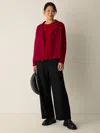 Eileen Fisher Fine Felted Wool Notch Collar Cardigan In Regenerative Wool In Red