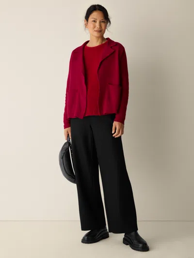Eileen Fisher Fine Felted Wool Notch Collar Cardigan In Regenerative Wool In Red