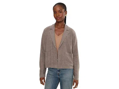 Eileen Fisher Fine Felted Wool Notch Collar Cardigan Women's Jacket Cobblestone: Md In Gray