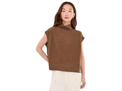 Eileen Fisher Fine Felted Wool Turtleneck Sweater Women's Sweater Hazelwood: Md In Brown