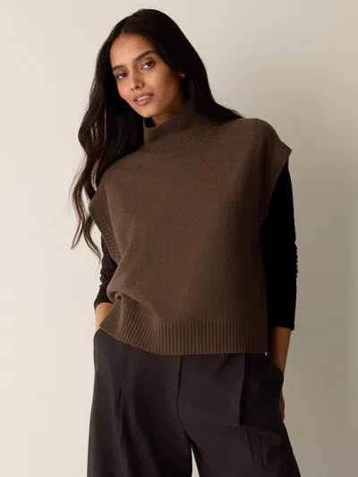 Eileen Fisher Fine Felted Wool Turtleneck Top In Regenerative Wool In Hazelwood