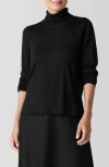 Eileen Fisher Fine Gauge Wool Turtleneck Sweater In Blue