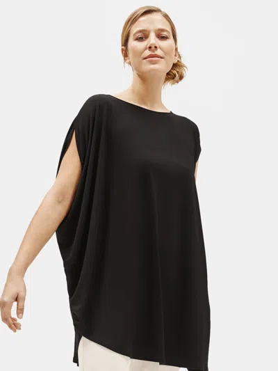 Eileen Fisher Fine Jersey Asymmetrical Tunic In Black