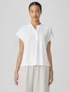 Eileen Fisher Fine Jersey Band Collar Top In White