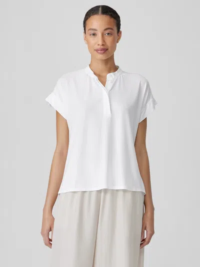 Eileen Fisher Fine Jersey Band Collar Top In White