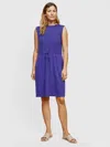Eileen Fisher Fine Jersey Bateau Neck Dress In Blue