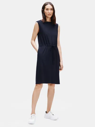 Eileen Fisher Fine Jersey Bateau Neck Dress In Black