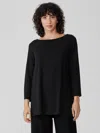 Eileen Fisher Fine Jersey Bateau Neck Top In Black