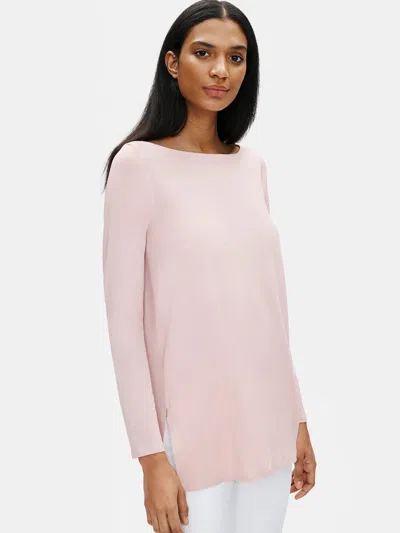 Eileen Fisher Fine Jersey Bateau Neck Tunic In Pink