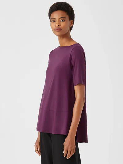 Eileen Fisher Fine Jersey Boat Neck Top In Purple
