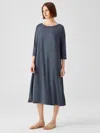 Eileen Fisher Fine Jersey Boatneck Dress In Blue