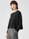 Eileen Fisher Fine Jersey Box-top In Black