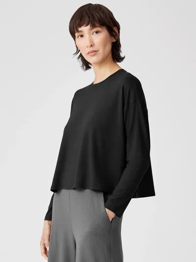 Eileen Fisher Fine Jersey Box-top In Black