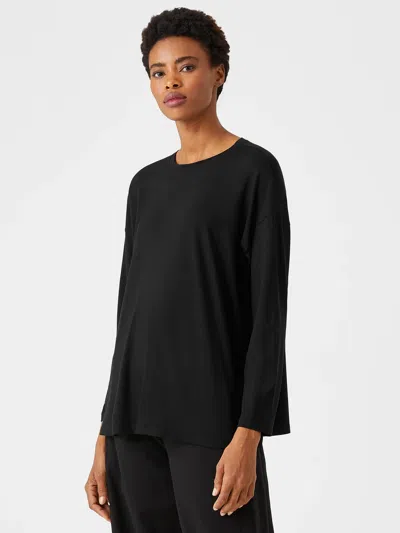 Eileen Fisher Fine Jersey Box-top In Black
