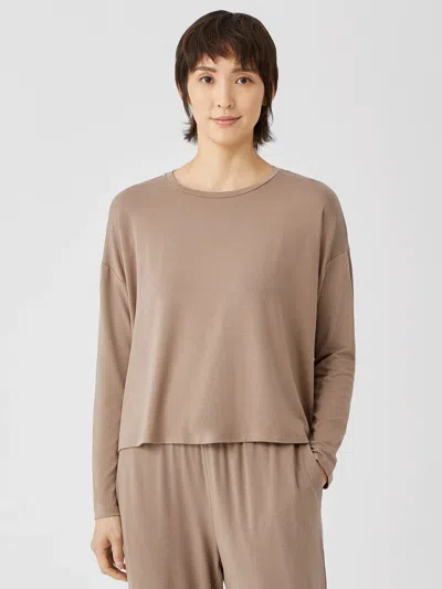 Eileen Fisher Fine Jersey Box-top In Animal Print