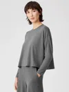 Eileen Fisher Fine Jersey Box-top In Brown